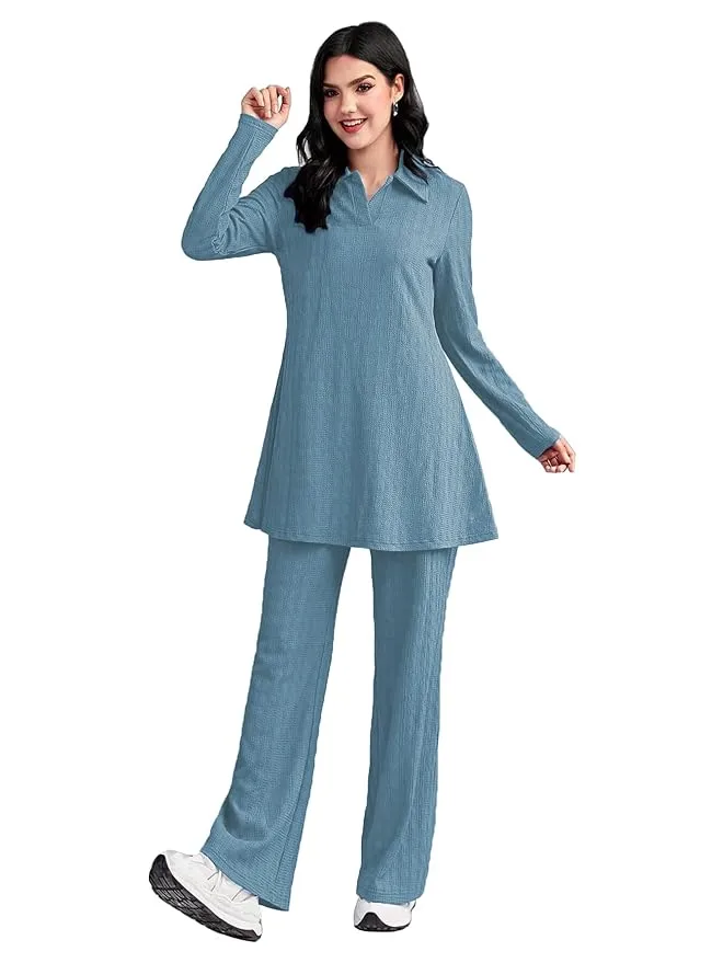 TADKEE Womens Solid Color Two Piece Set 1