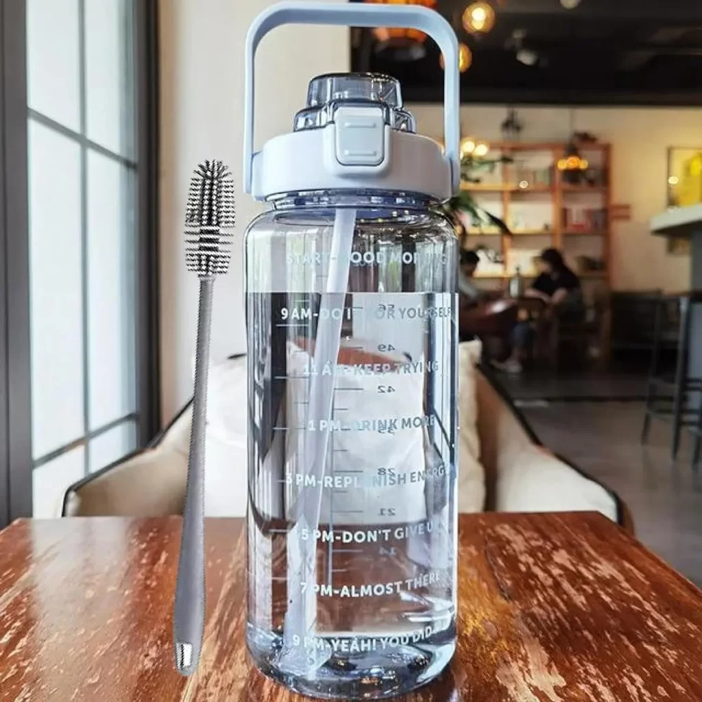 VISBY INDIA 2 L Capacity Belt Straw Transparent Motivational Water Bottles